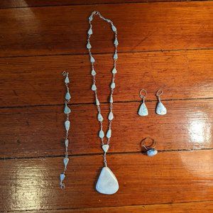 Matching Blue Necklace, Bracelet and Earring Set